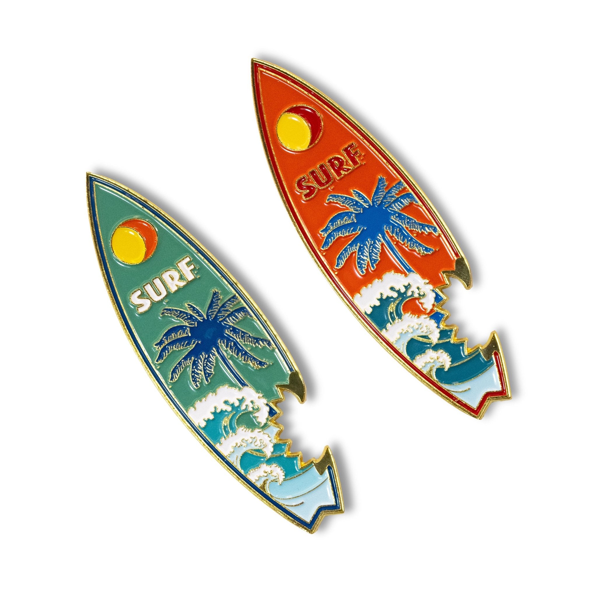 🏄 2 - in - 1 Metal Surfboard Magnets with Bottle Opener – Tropical Design - WonderWonders