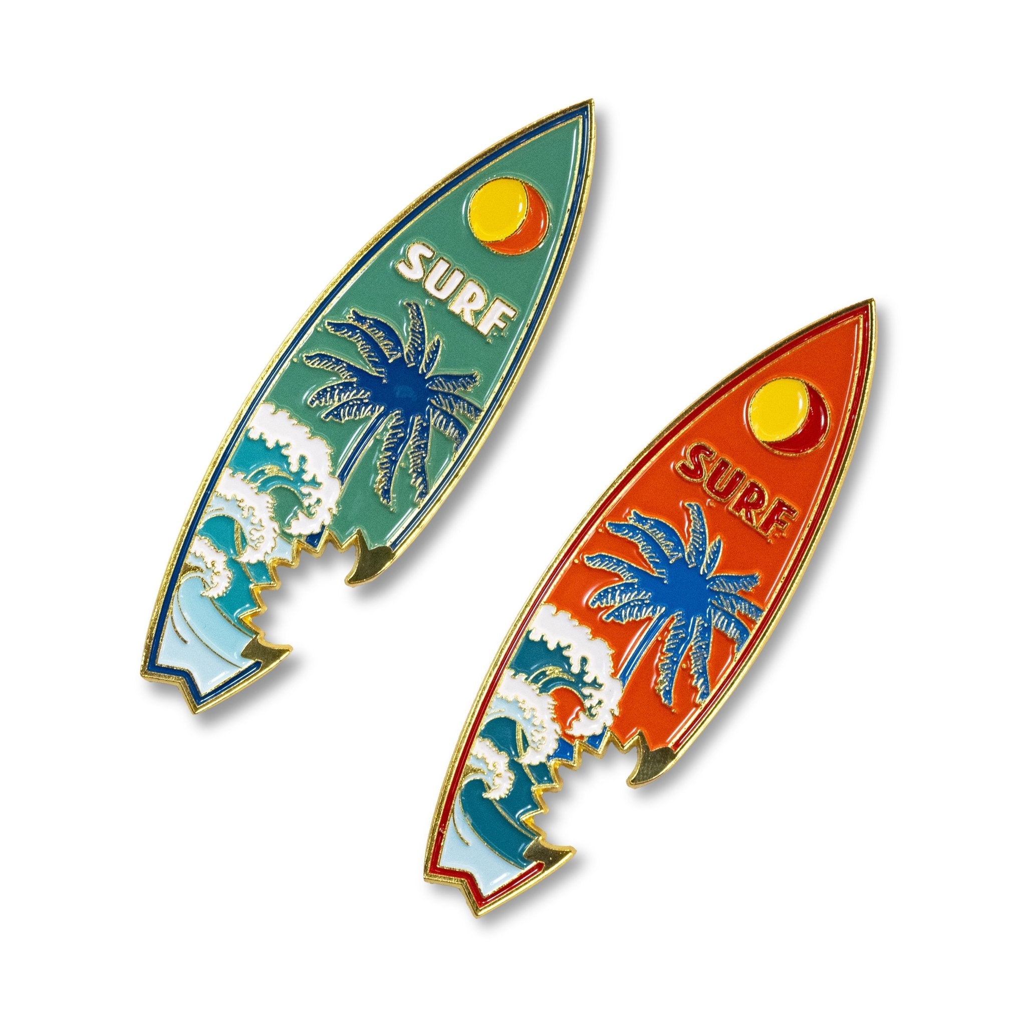 🏄 2 - in - 1 Metal Surfboard Magnets with Bottle Opener – Tropical Design - WonderWonders