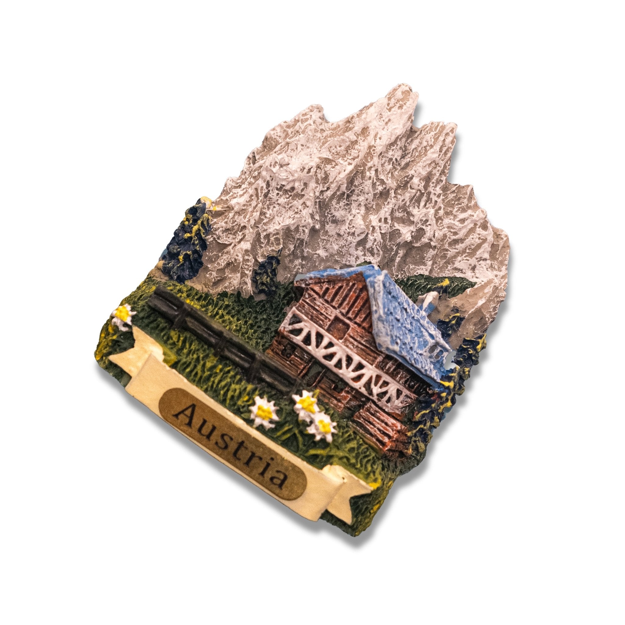 🇦🇹 Austria Alps Wooden Cabin 3D Magnet - WonderWonders