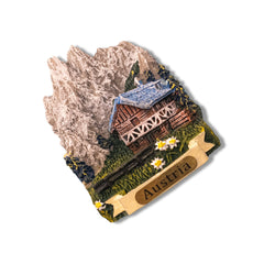 🇦🇹 Austria Alps Wooden Cabin 3D Magnet - WonderWonders