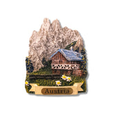 🇦🇹 Austria Alps Wooden Cabin 3D Magnet - WonderWonders