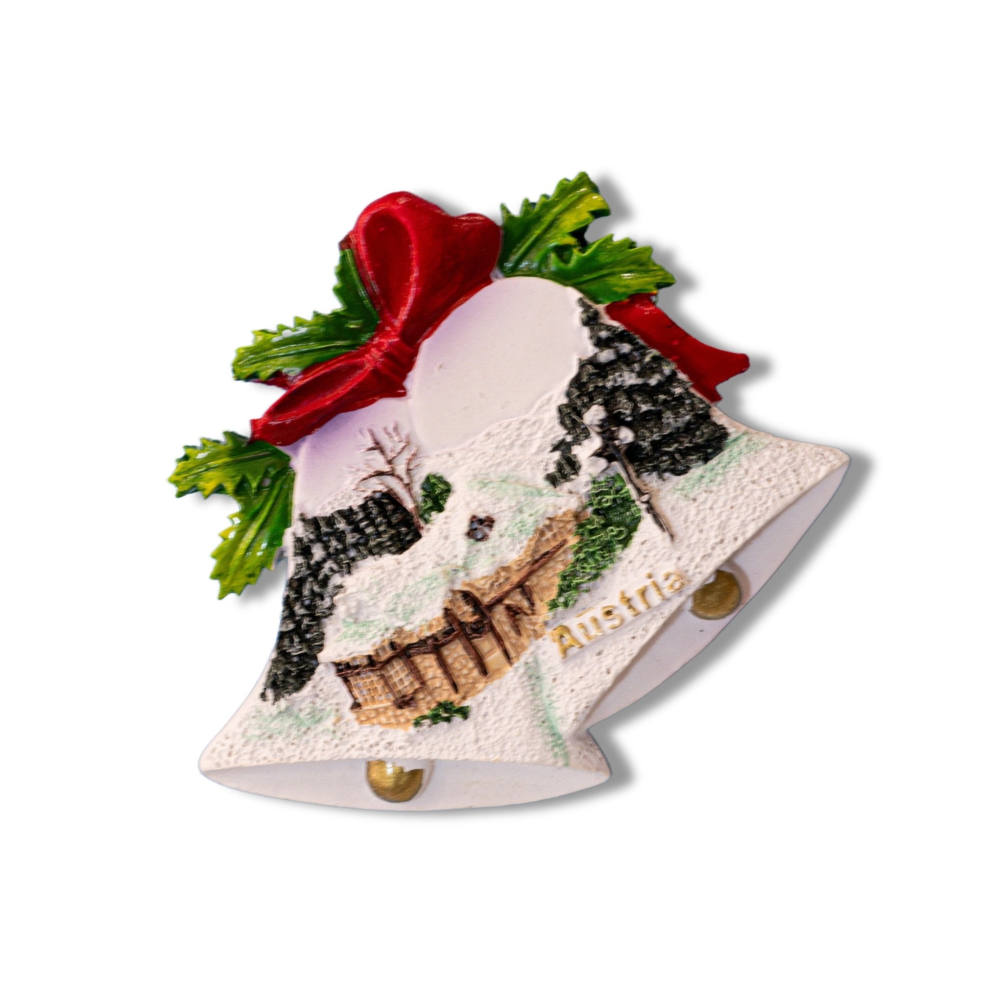 🇦🇹 Austria Christmas Snow Scene Bell Magnet - WonderWonders