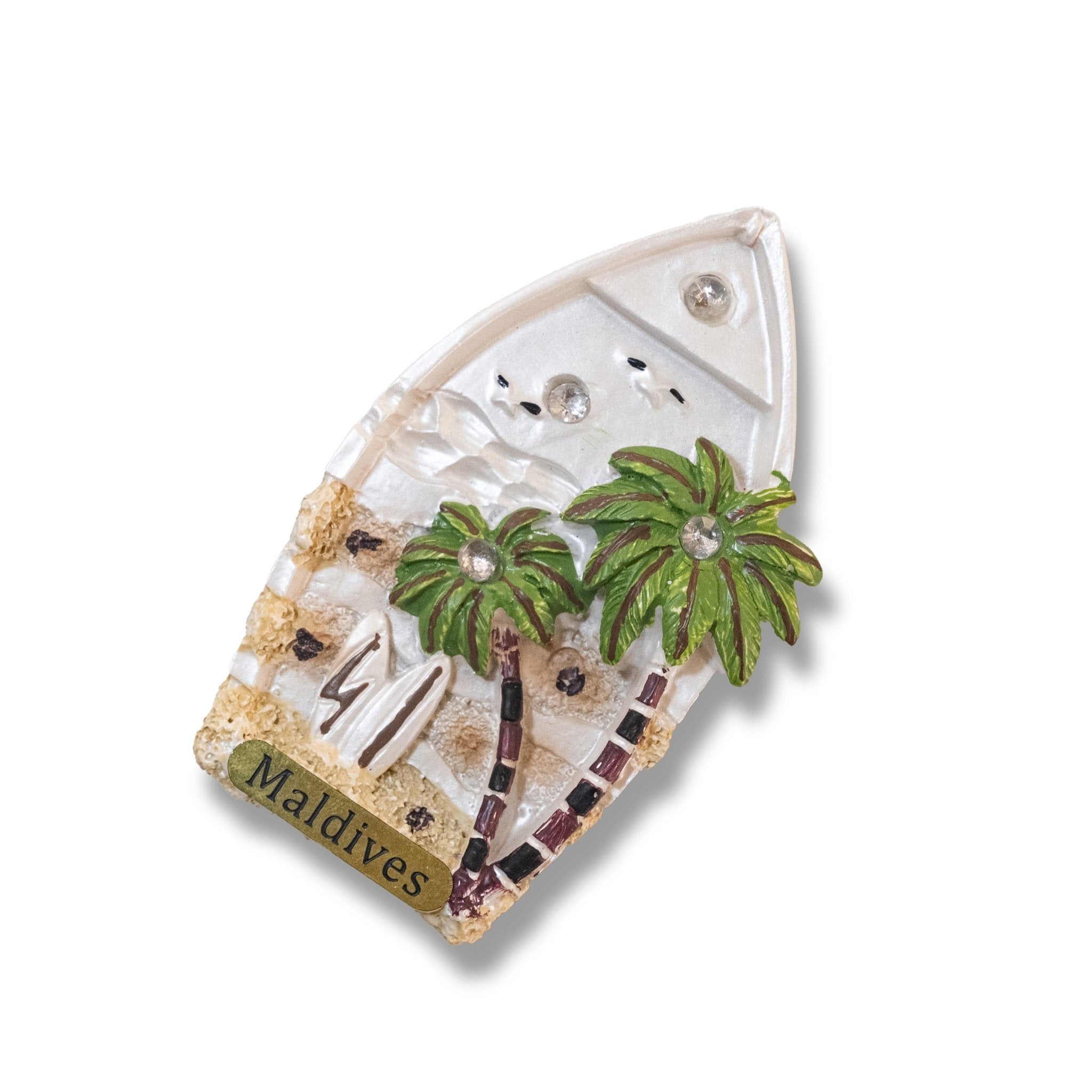 🇲🇻 Maldives Palm Tree Surfboard 3D Magnet - WonderWonders