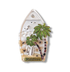 🇲🇻 Maldives Palm Tree Surfboard 3D Magnet - WonderWonders