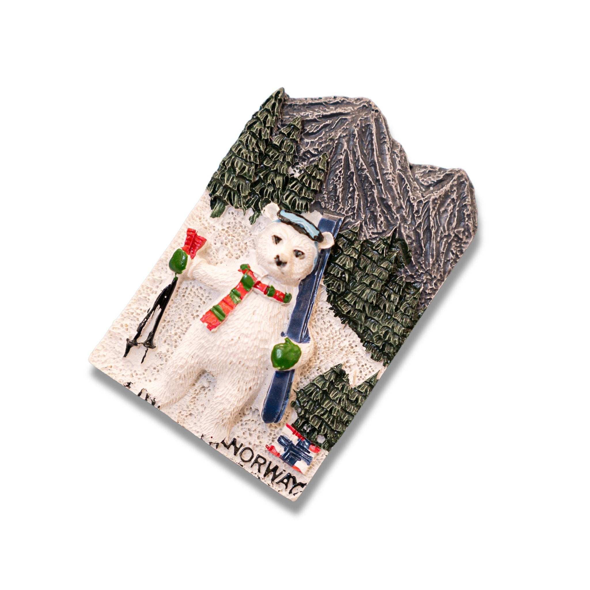 🇳🇴 Norway Polar Bear Skiing 3D Magnet - WonderWonders