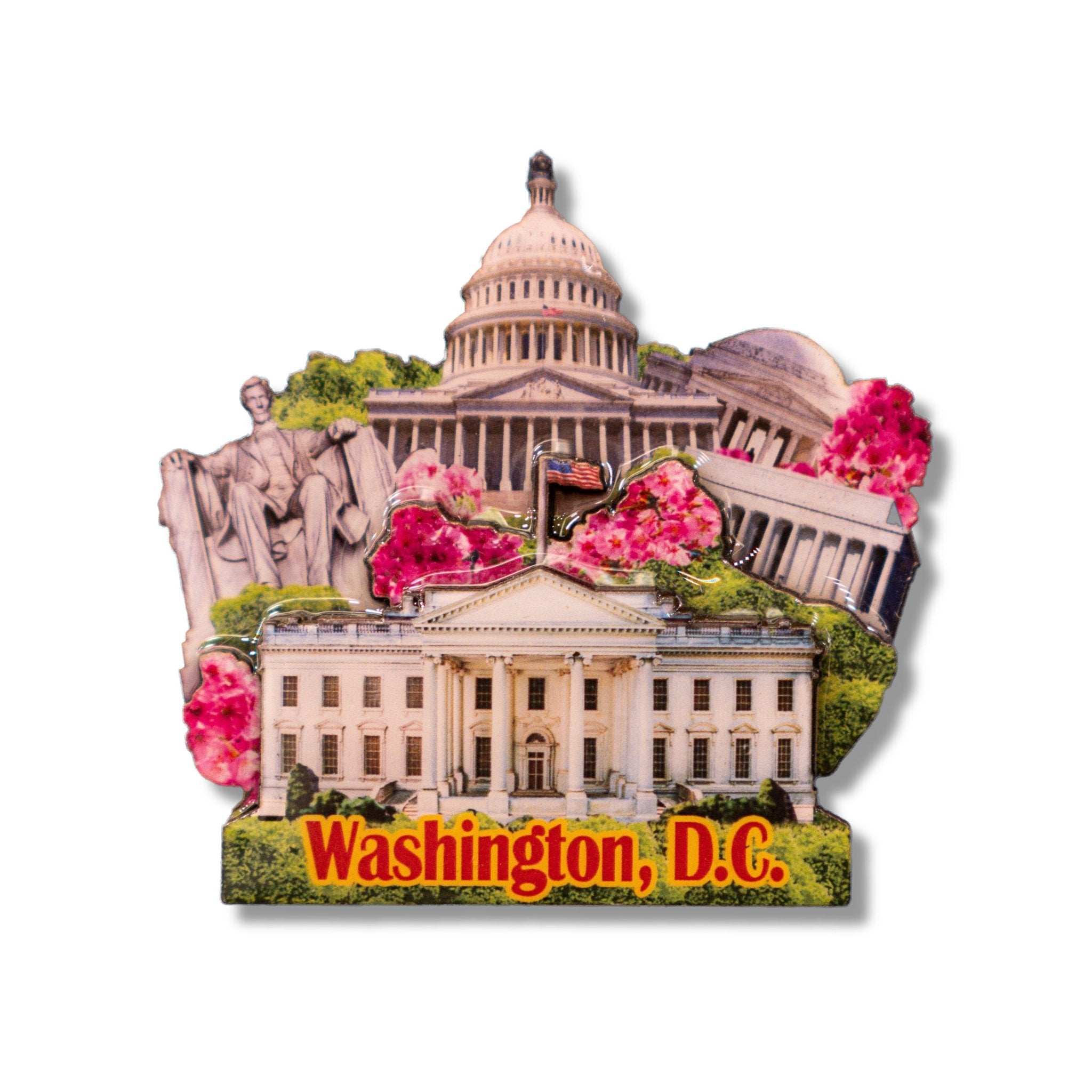 🇺🇸 USA Washington D.C. Landmarks Wood Magnet - WonderWonders