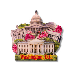 🇺🇸 USA Washington D.C. Landmarks Wood Magnet - WonderWonders