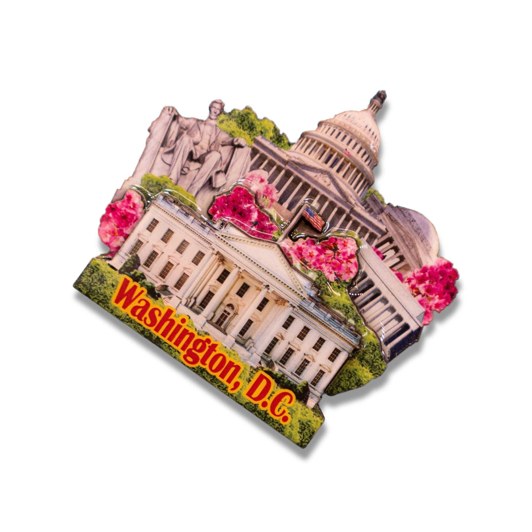 🇺🇸 USA Washington D.C. Landmarks Wood Magnet - WonderWonders