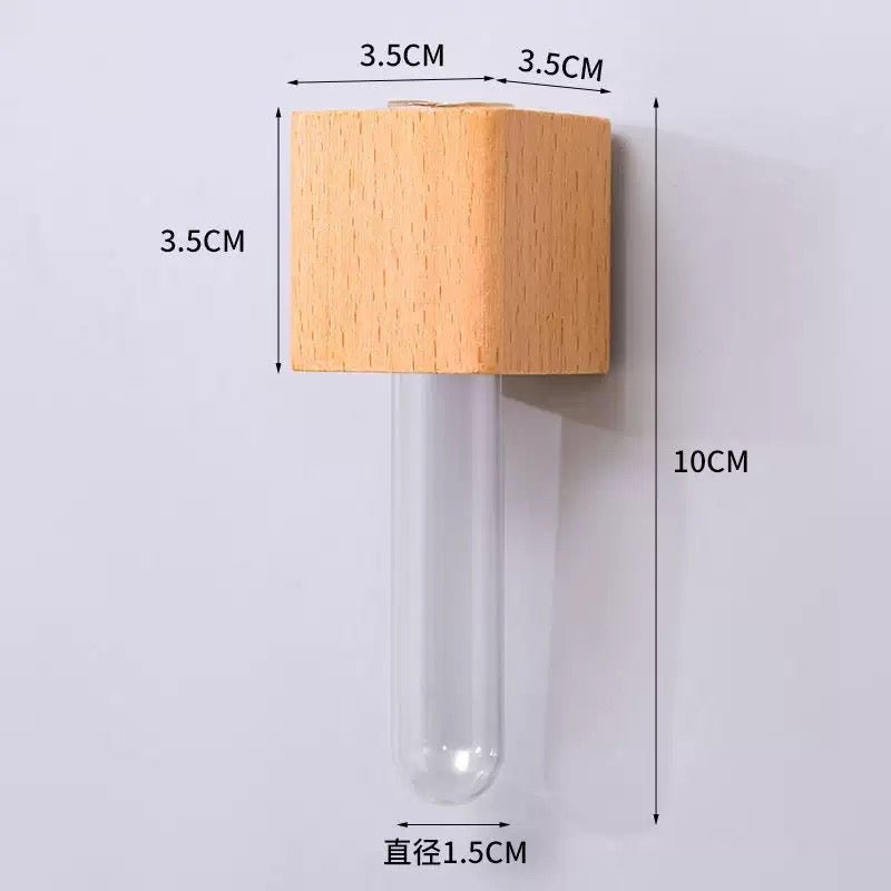 Wooden Test Tube Vase DIY Flower Arrangement Magnetic Simulation Flower Vase Refrigerator Sticker Home Kitchen Decoration - WonderWonders