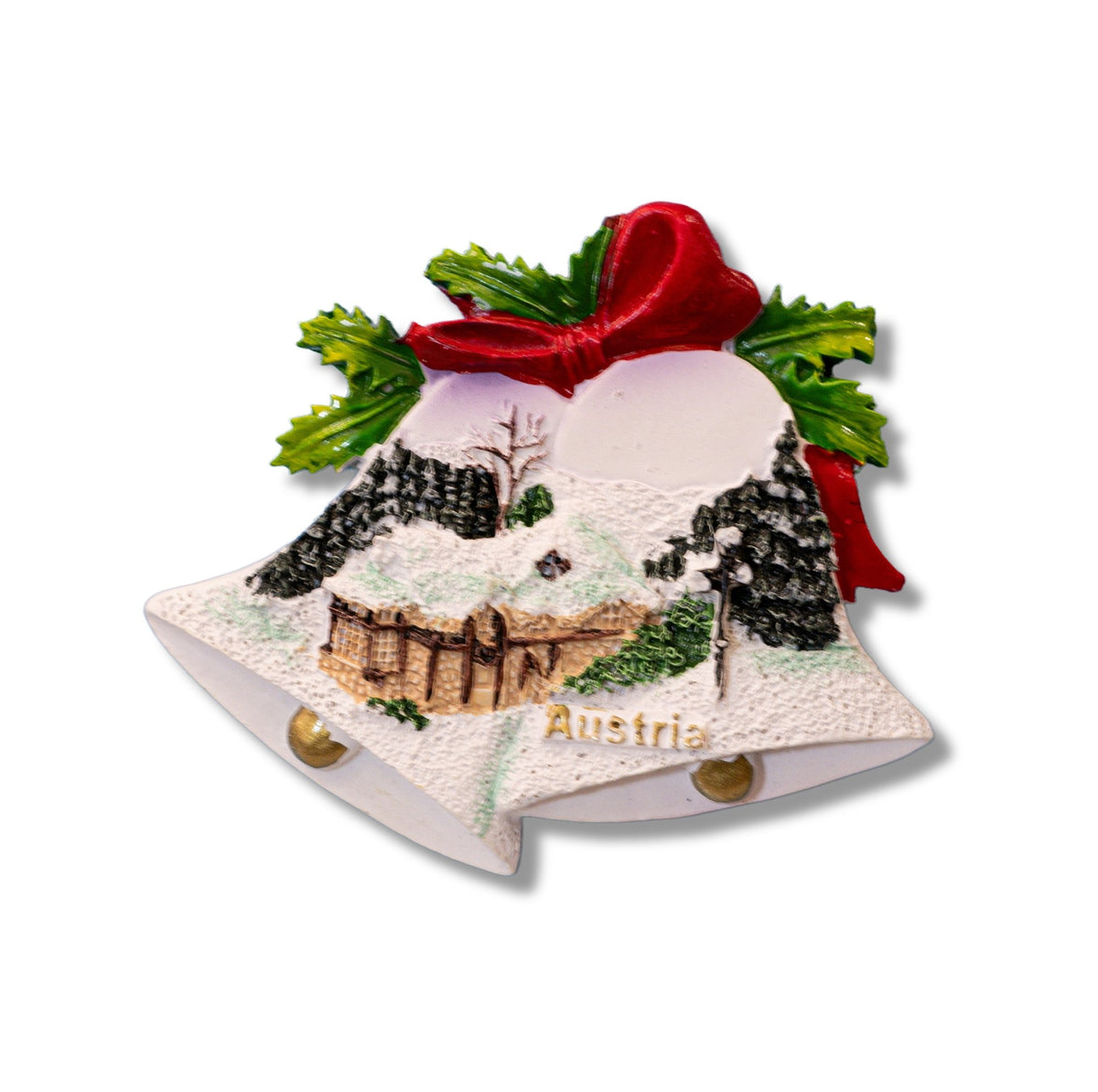 🇦🇹 Austria Christmas Snow Scene Bell Magnet - WonderWonders