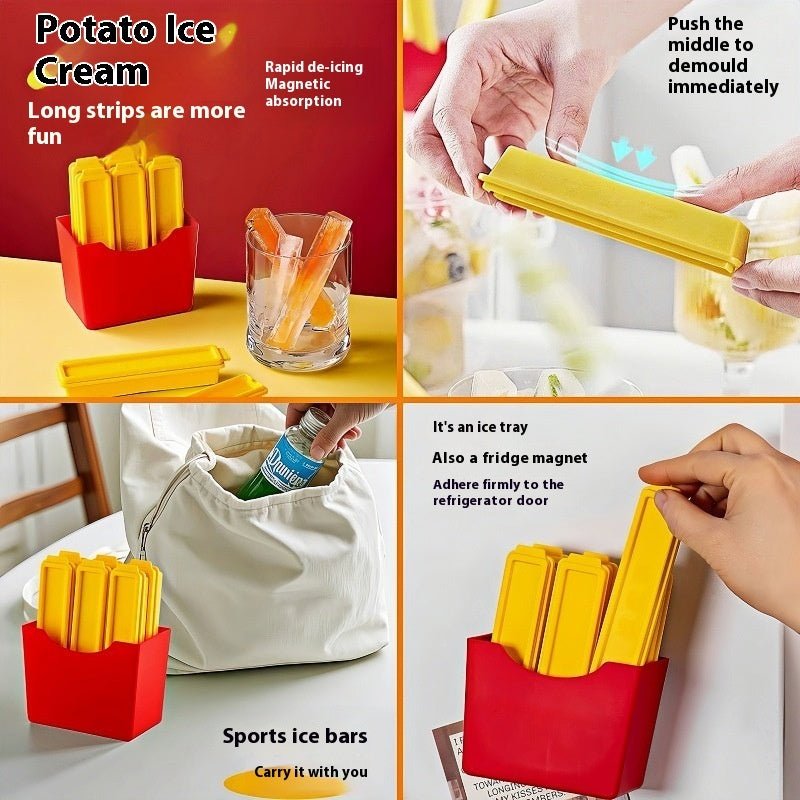 Long Ice Cube Mold French Fries Press Ice Tray Magnetic Suction Refridgerator Magnets - WonderWonders